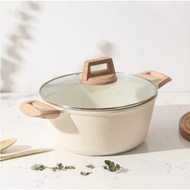 【holomall】CAROTE 24CM-28CM Nonstick Stock Pot Soup Pot Granite Pot Large Soup Pot with Lid PFOA Free