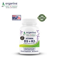 Organixs Canada D3 + K2 with calcium D3- 5000iu, K2-100mcg as MK-7, 60ct