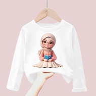 kaos anak perempuan gambar hijab girl cute lengan panjang Tshirt kids baby girl 1-12 tahun k.161