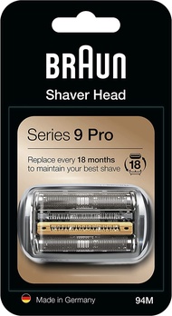 Braun Electric Shaver Head Replacement Part 94M Silver Compatible with Series 9 Pro and Series 9 Ele