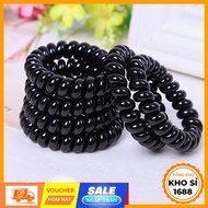 XO Black spring hair tie, twisted spring plain black hair tie, hair elastic, hair accessory E2001