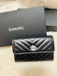 Chanel wallet 經典黑色 山形紋 中長銀包