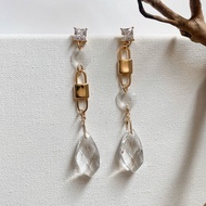 [ZANZAN ZANZAN] Two Pieces 299 Shining Crystal Long Chain Dangling Earrings [EK55AL007]
