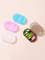 1入組迷你透明三格藥盒，藍色、透明、粉色和咖啡色