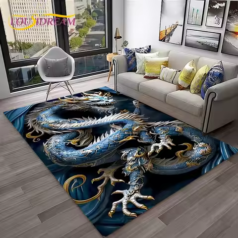 Crystal velvet carpet3D China Dragon Myth Art Cartoon Carpet Rug for Home Living Room Bedroom Sofa D
