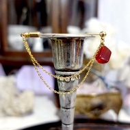日本中古紅色瑪瑙石水晶心口針別針襟針胸針高級二手古著珠寶首飾