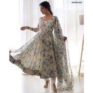 Shree Rns Fashion's Stylish Trendy Printed Georgette Gown Set With Dupatta