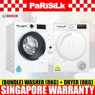 (Bundle) Bosch WGG234E0SG Series 6 Washing Machine (8kg) + WTH83028SG Series 4 Heat Pump Dryer (8kg)