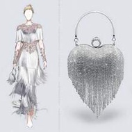 Glitter Bling, Shiny Glamorous, Elegant, Exquisite Mini Novelty Bag Rhinestone & Fringe Decor For Pa