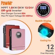 PowMr 1.8KW/3KW Hybrid Solar Inverter 230Vac PV Starting Voltage 55Voc Built In 80A MPPT Solar Charg