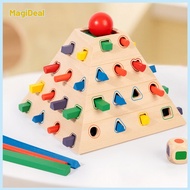MagiDeal Educational Wooden Pyramid Sorter Educational Shape Sorting Pyramid Interactive Peg Inserti