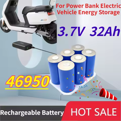 3.7V 46950 32Ah Lithium Battery for Power Bank Electric Vehicle Energy Storage Power Supply Headlamp