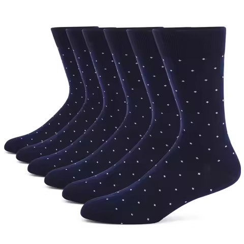 6 Pairs Men's Dress Socks Plus Size,High Quality Combed Cotton Crew Socks,Black Cool Argyle Breathab