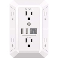Outlet Extender Surge Protector - NUOZHI 6 Outlet Splitter with 4 USB Ports(2 USB-C), Multi Plug Wal