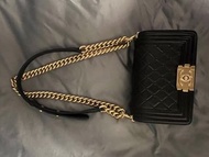 Chanel Boy Bag Black with Gold Chain