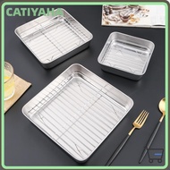 CATIYAHA BBQ Tray, 304 Stainless Steel Bakeware Tools Baking Pan,  Rectangle Non-stick Cooling Rack 