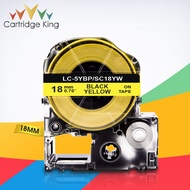 Black on Yellow SC18YW LC-5YBP 3/4"(18mm) Label Tape for Epson King Jim LW-C410 LW-400 LW-400L Tepra