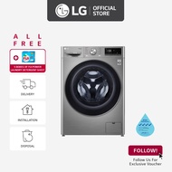 LG FV1408H4V AI DD™ Front Load Combo, 8 kg Washer + 6kg Dryer, Stainless Silver