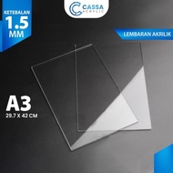 Terbaik 【Cassa】Akrilik Lembaran A3 1.5Mm / Acrylic Sheet / Akrilik