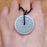 【親翠】天然翡翠 冰晴山鬼花錢與先天八卦調整式繩鏈 佛系