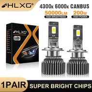 【Super Bright】HLXG 200W 50000LM H7 H4 H11 K5C Pro LED Headlight 4300K High Power Canbus H1 H8 HB4 HB
