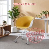 時尚滑輪餐椅 電腦櫈/辦公椅 [CH09-B51 半包棉麻軟墊] Trendy Eames Computer Chair 四輪鋼腳 硬座光面/半軟包座墊