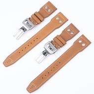 Iwc Cowhide Watch Strap 22mm Dafei Portugal Series Rivets Brown Folding Buckle Accessories iwc Strap