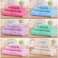 TRIPLE RABBIT TOWEL SET 3 IN 1 (30X30 / 30X60 / 60X130)
