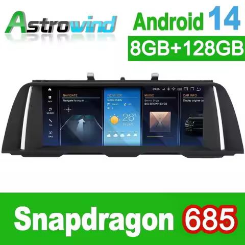 12.5" 8G RAM 256G ROM Android 14 Car Audio Video Media Stereo GPS ForBMW 5 Series F10 F11 2011 2012 