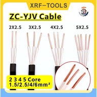 ZC-YJV Power Cable Copper Core Single Strand Wire 2 3 4 5 Core 1.5/2.5/4/6mm ² Outdoor Power Cable H