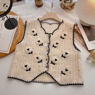 Rompi Vest Wanita Bunga2 Bordir V-neck Retro Vintage