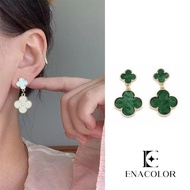 Enacolor Fashion 2024 New Geometric Round S925  Needle Clover Earrings