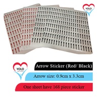 Red/Black Arrow Sticker (Sticker Size: 0.9cm x 3.3cm) - 168 pcs/sheet