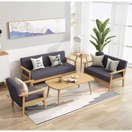 【New product】Apartment Solid Wood Sofa 1/2/3 Seater Fabric Wooden Sofa Living Room Sofa