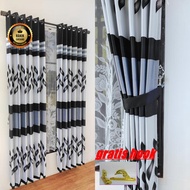 Gorden Pintu Jendela Rumah Blackout Printing import Murah Original Motif Mewah Model Smokering Abu H
