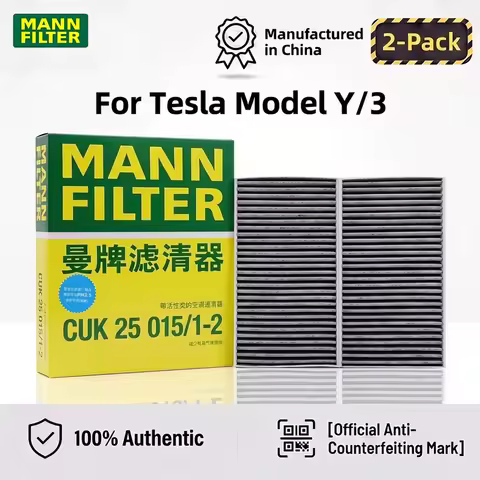 MANN FILTER CUK25015/1-2 Cabin Air Filter Fits Model 3 Model Y EV (2 Pieces in 1 Pack)