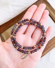 紫牙烏石榴石/血滴堇青石 手作設計款能量水晶手鍊