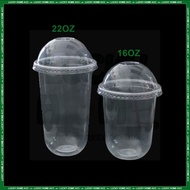 Ready Stock 100pcs 16/22oz PP Cup U-shaped Cup U Cup Disposable Cup with Dome Cup Lid Horn Boy Cawan