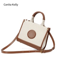 Canita Kolly New Style Genuine Leather Tote Bag Women Shoulder Messenger Bag Retro Canvas Clutch