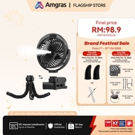 Amgras Stroller Baby Portable Mini Fan Rechargeable 9 Leds/Ultra Quiet/Flexible Tripod/55 Hours (600