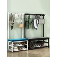 S-T💙Eco Ikea【Official direct sales】Coat Rack Shoe Cabinet Integrated Entrance Iron Floor-Type Coat Hanger with Hanger Wa