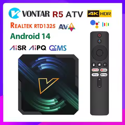 VONTAR R5 Android 14 TV Box ATV Realtek1325 CPU A55 Edge AI Mali-G57 GPU Support AI-PQ AI-SR HDR10+ 