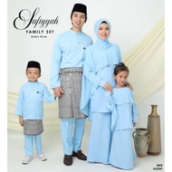 SET FAMILY SAFIYYAH WARNA BABY BLUE | BAJU RAYA 2022 | SET IBU ANAK SEDONDON
