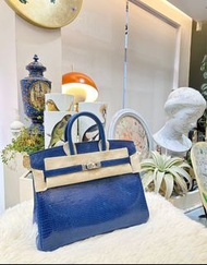 Hermes Birkin 25 寶石藍蜥蜴皮
