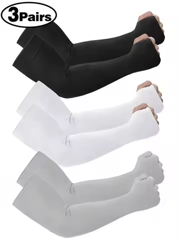 2 Sun Protection Breathable Sleeves with Exposed Fingers and Anti Shedding Silk Ice Sleeves