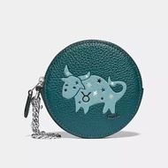 【COACH】圓形牛皮零錢包-金牛座