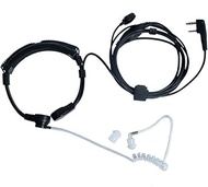 Klykon Throat Mic Microphone Covert Acoustic Tube Earpiece Headset with Finger PTT Compatible for Ba