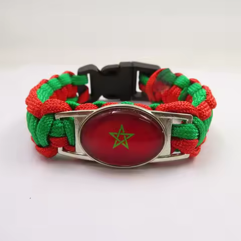 Customize Morocco National Flag Bangle Handmade Charm Wrap Bangles For Women And Men Jewelry