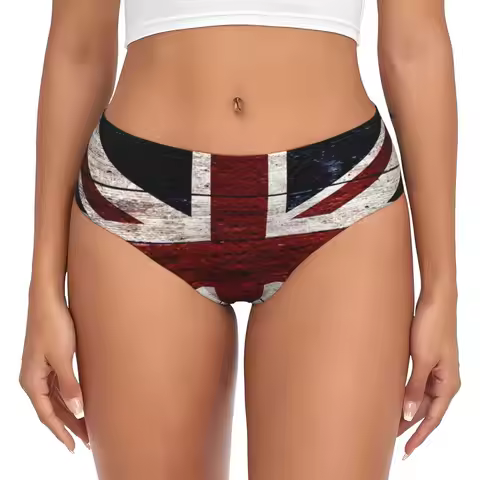 Custom Women's Union Flag Panties Stretch United Kingdom Country Briefs Underwear Valentine's Day Gi