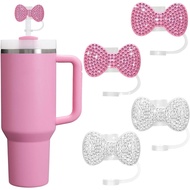Mity rain 4 Pack Bow Straw Cover Toppers untuk Stanley - Aksesori untuk Stanley, Bling Crystals Stra